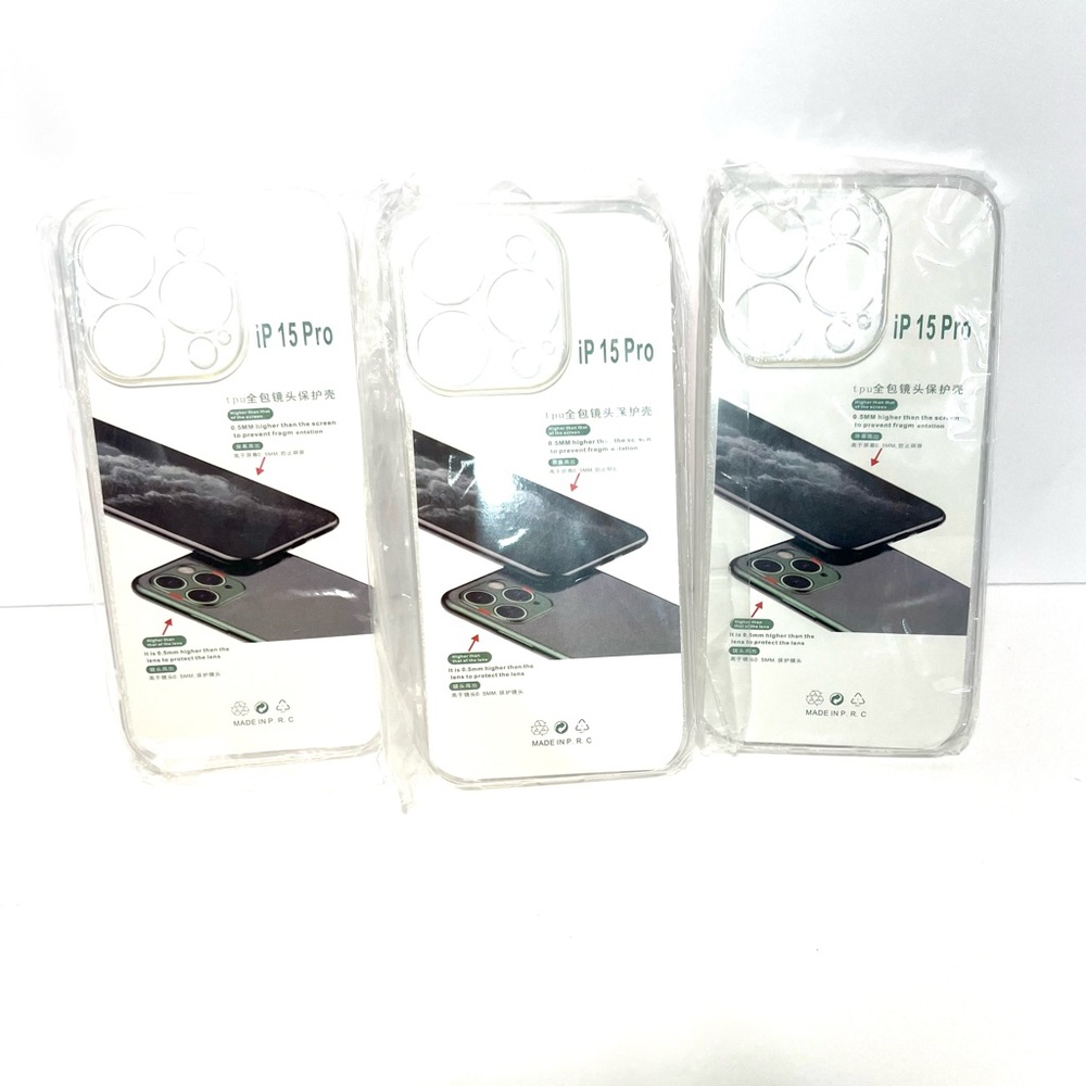 3-Pack iPhone 15 Pro Clear Shockproof Cases